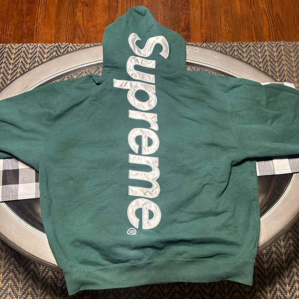 Supreme Green Hoodie with Bold Text